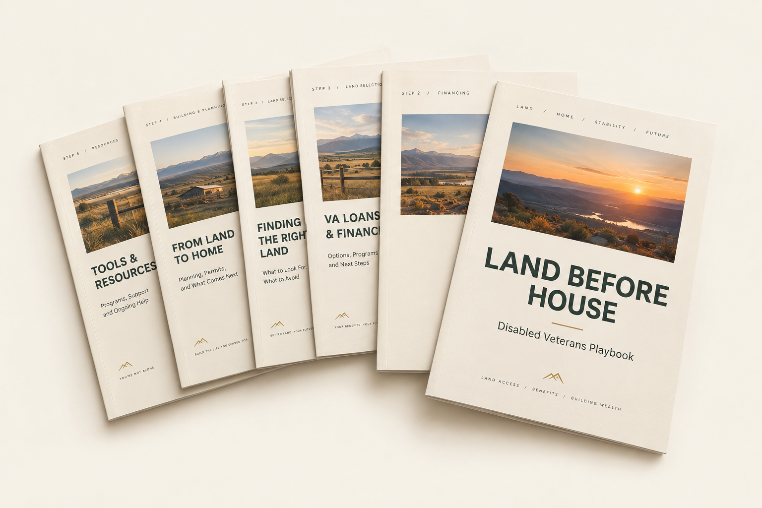 The Land Before House bundle — five PDF documents fanned out on a warm cream background.